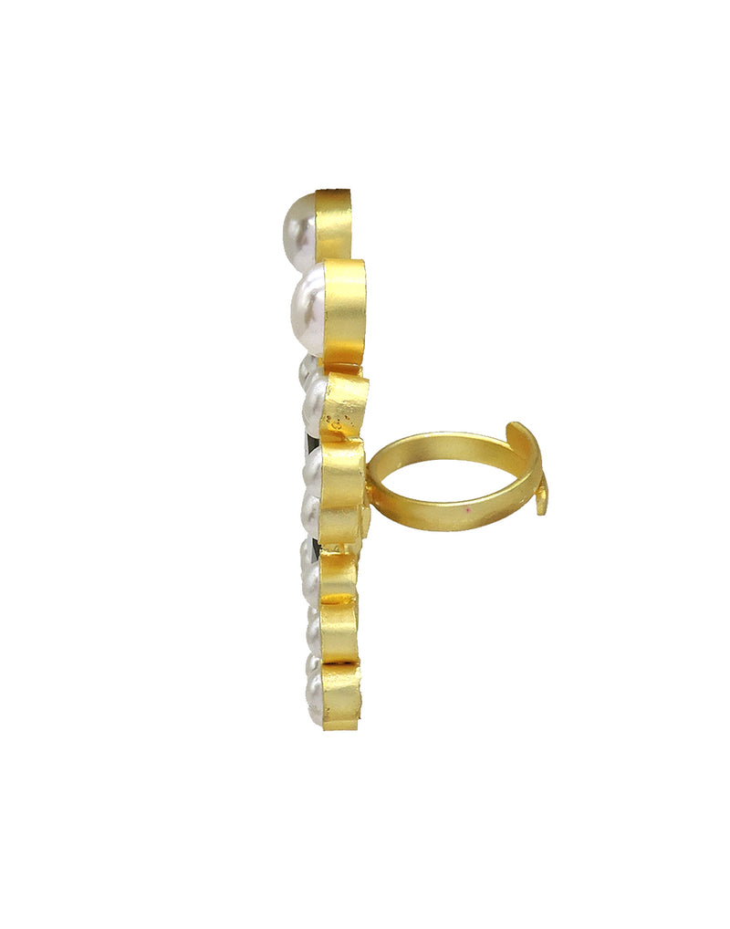 Butterfly Pearl Ring - Statement Rings - Gold-Plated & Hypoallergenic Jewellery - Made in India - Dubai Jewellery - Dori