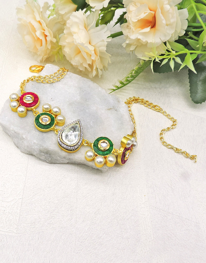 Jewelled Crystal Necklace - Statement Necklaces - Gold-Plated & Hypoallergenic Jewellery - Made in India - Dubai Jewellery - Dori