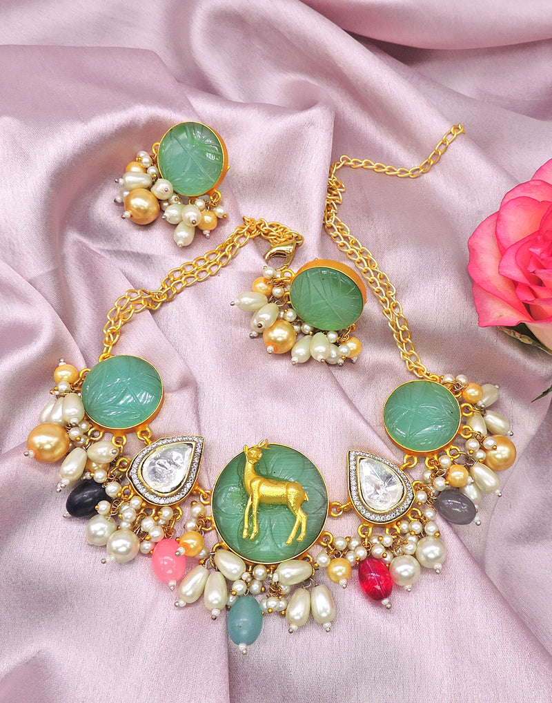 Deer Rainbow Necklace - Statement Necklaces - Gold-Plated & Hypoallergenic Jewellery - Made in India - Dubai Jewellery - Dori