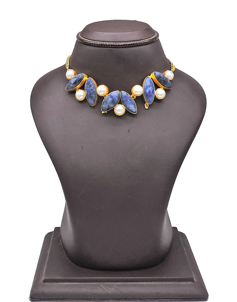 Begonia Necklace | Green & Blue - Statement Necklaces - Gold-Plated & Hypoallergenic Jewellery - Made in India - Dubai Jewellery - Dori
