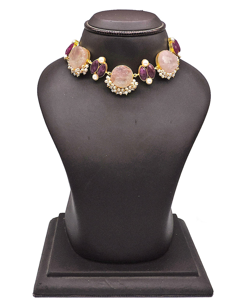 Rose & Red Haathi Necklace - Statement Necklaces - Gold-Plated & Hypoallergenic Jewellery - Made in India - Dubai Jewellery - Dori