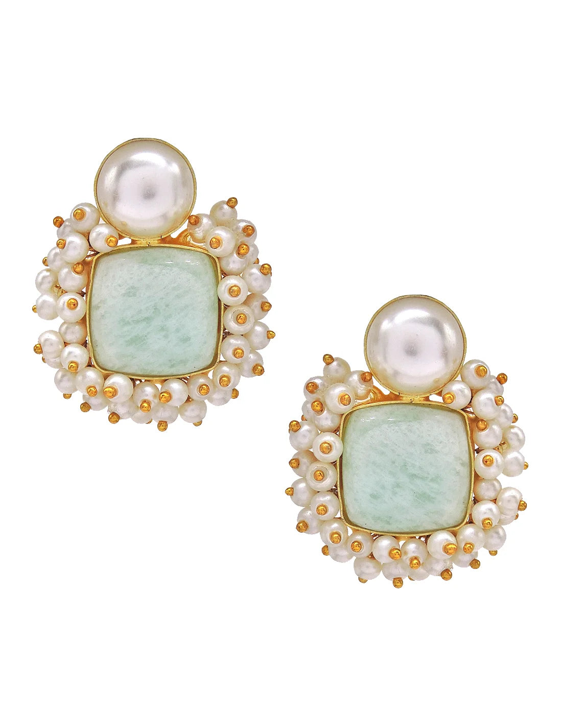 Amazonite & Pearl Bloom Earrings - Handcrafted Jewellery- Handcrafted Jewellery from Dori