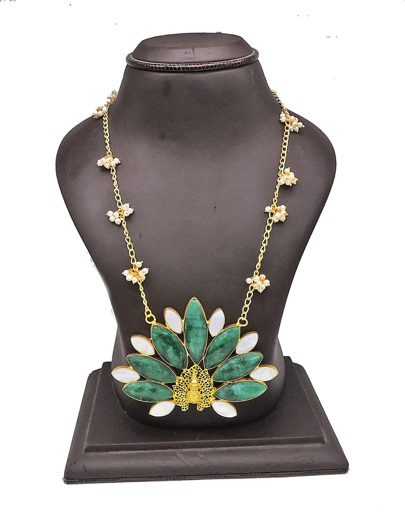 Heritage Arabella Necklace | Green & Blue - Statement Necklaces - Gold-Plated & Hypoallergenic Jewellery - Made in India - Dubai Jewellery - Dori