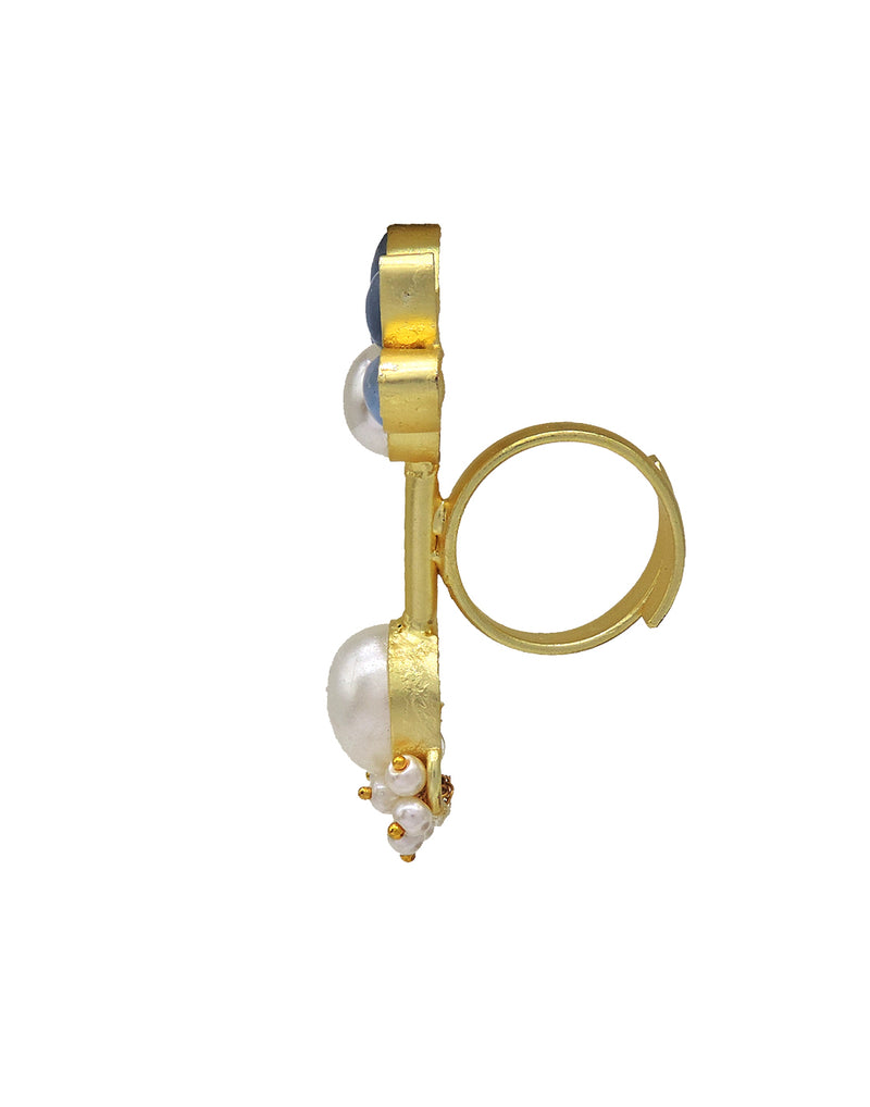 Floral Pearl Ring - Statement Rings - Gold-Plated & Hypoallergenic Jewellery - Made in India - Dubai Jewellery - Dori