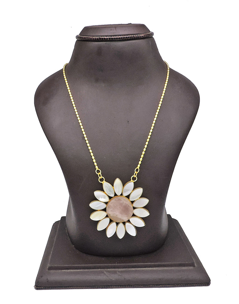 Rose Sunflower Necklace - Statement Necklaces - Gold-Plated & Hypoallergenic Jewellery - Made in India - Dubai Jewellery - Dori