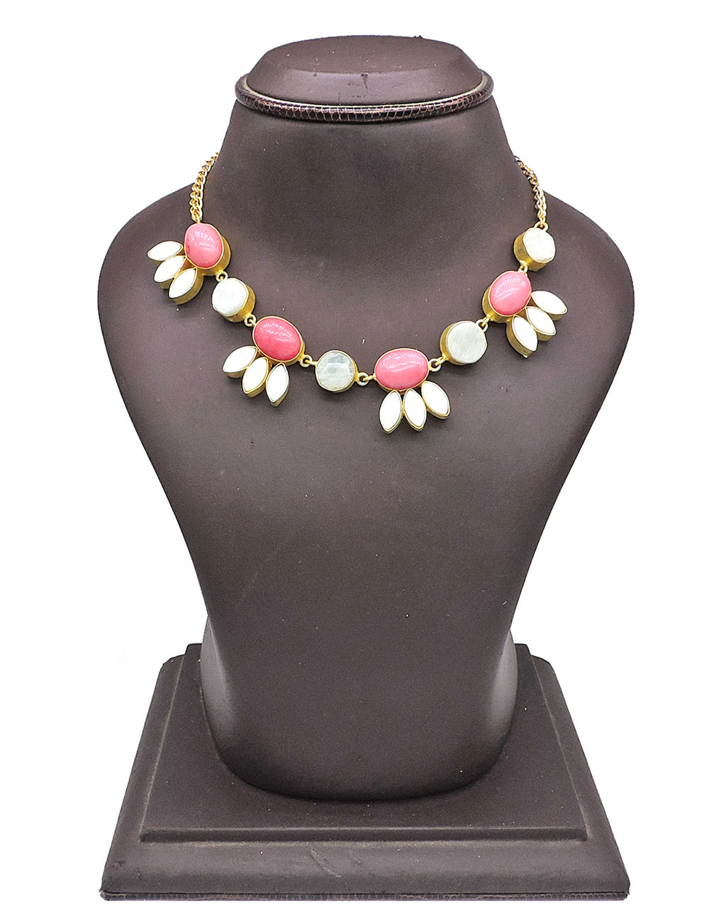 Amazonite & Monalisa Necklace - Statement Necklaces - Gold-Plated & Hypoallergenic Jewellery - Made in India - Dubai Jewellery - Dori