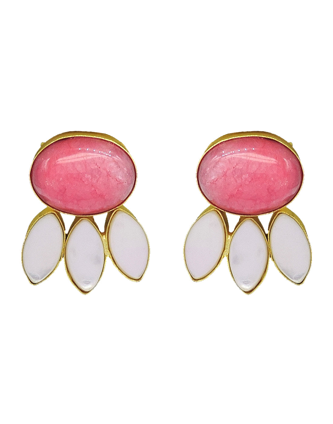 Pink Monalisa Earrings - Statement Earrings - Gold-Plated & Hypoallergenic Jewellery - Made in India - Dubai Jewellery - Dori