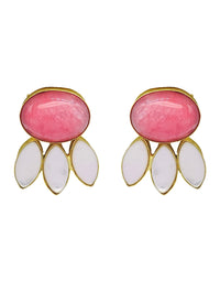 Pink Monalisa Earrings - Statement Earrings - Gold-Plated & Hypoallergenic Jewellery - Made in India - Dubai Jewellery - Dori