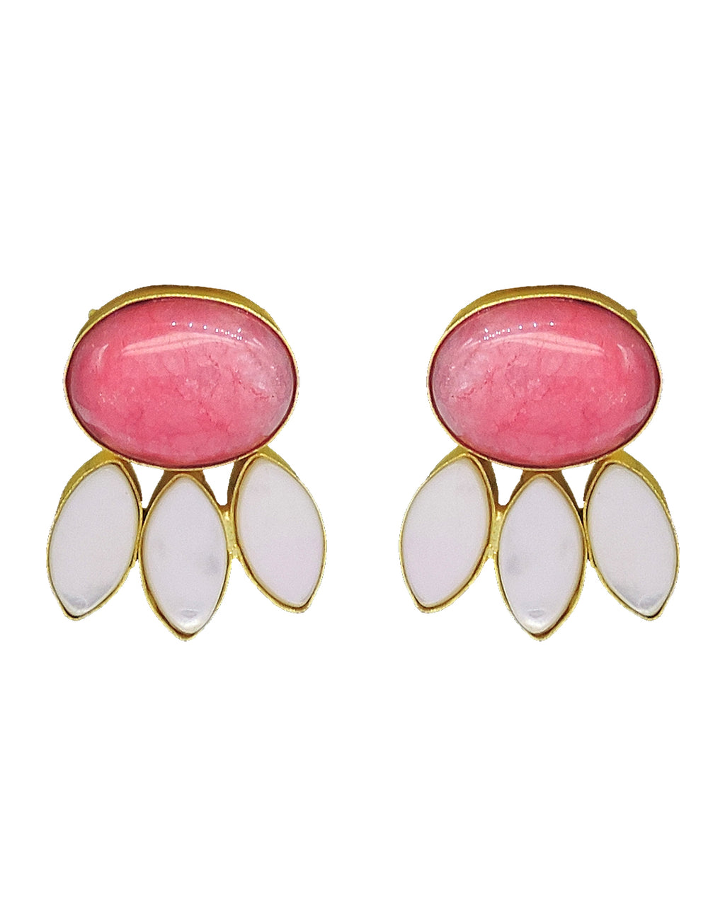 Pink Monalisa Earrings - Statement Earrings - Gold-Plated & Hypoallergenic Jewellery - Made in India - Dubai Jewellery - Dori