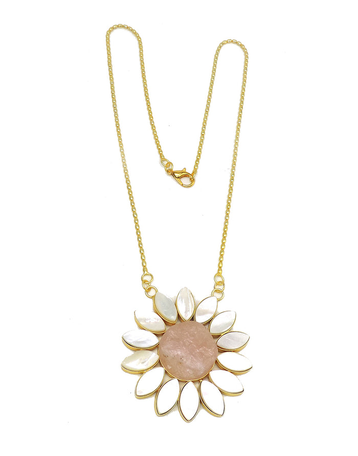 Rose Sunflower Necklace - Statement Necklaces - Gold-Plated & Hypoallergenic Jewellery - Made in India - Dubai Jewellery - Dori