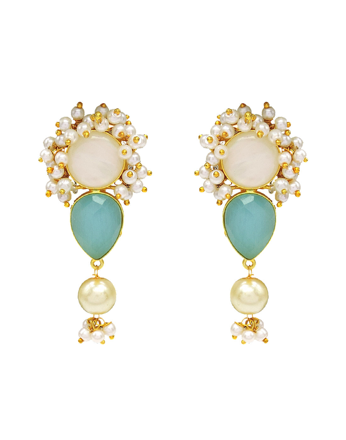 Deva Earrings | Blue & Pink - Statement Earrings - Gold-Plated & Hypoallergenic Jewellery - Made in India - Dubai Jewellery - Dori