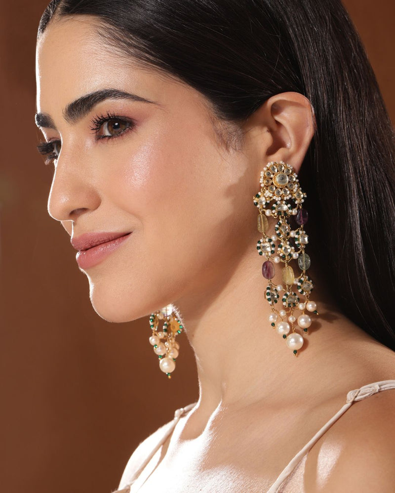 Evangeline Polki Jaali Earrings - Earrings - Handcrafted Jewellery - Made in India - Dubai Jewellery, Fashion & Lifestyle - Dori