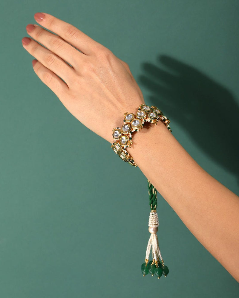 Theresa Honeycomb Green Pochi Bracelet - Bracelets & Cuffs - Handcrafted Jewellery - Made in India - Dubai Jewellery, Fashion & Lifestyle - Dori