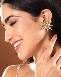 Hermia Tarameen Studs Pink Pearl- Handcrafted Jewellery from Heer