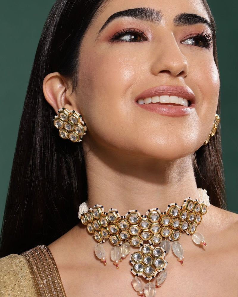 Myrine Mint Green Tumble Choker Set - Necklaces - Handcrafted Jewellery - Made in India - Dubai Jewellery, Fashion & Lifestyle - Dori