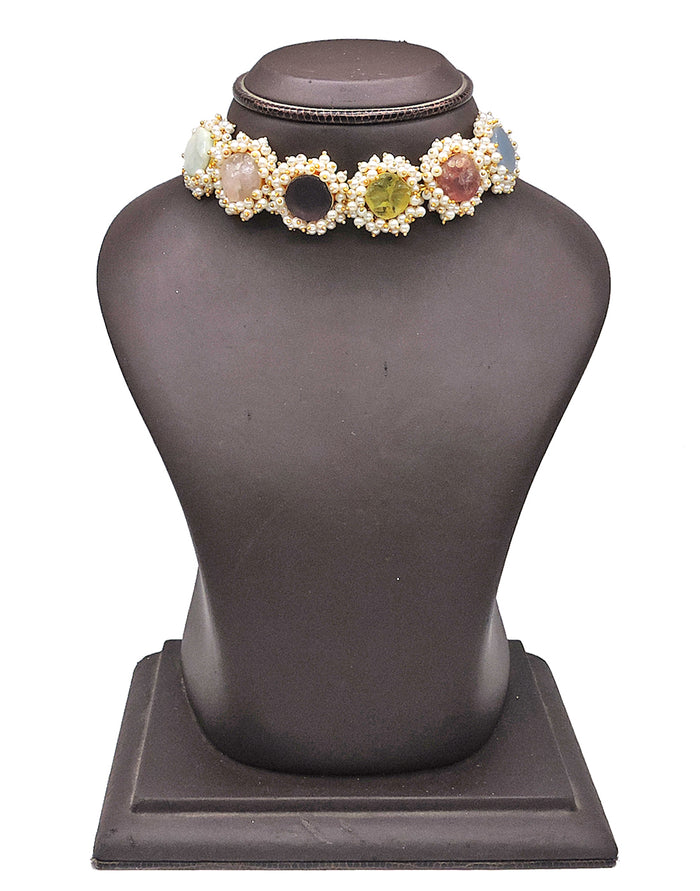 Rainbow Bloom Necklace - Statement Necklaces - Gold-Plated & Hypoallergenic Jewellery - Made in India - Dubai Jewellery - Dori