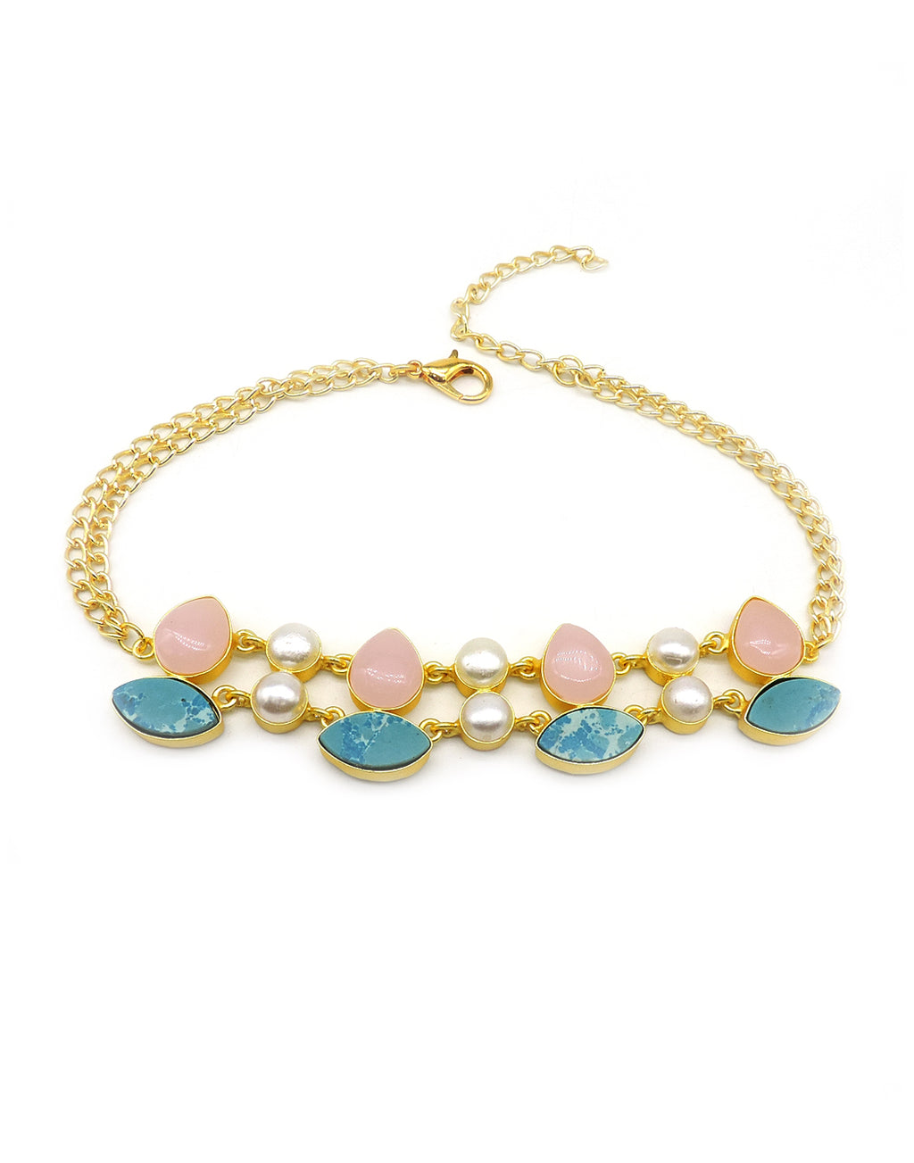 Blush & Blue Necklace - Statement Necklaces - Gold-Plated & Hypoallergenic Jewellery - Made in India - Dubai Jewellery - Dori