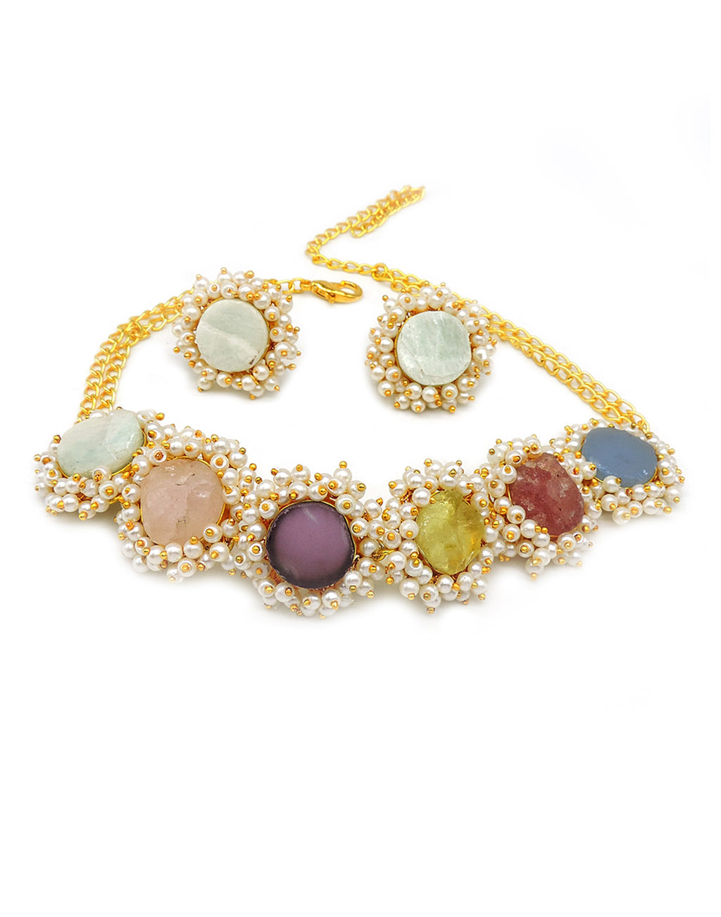 Rainbow Bloom Necklace - Statement Necklaces - Gold-Plated & Hypoallergenic Jewellery - Made in India - Dubai Jewellery - Dori