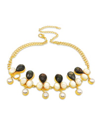 Labradorite & Shell Necklace - Statement Necklaces - Gold-Plated & Hypoallergenic Jewellery - Made in India - Dubai Jewellery - Dori