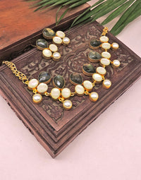 Labradorite & Shell Necklace - Statement Necklaces - Gold-Plated & Hypoallergenic Jewellery - Made in India - Dubai Jewellery - Dori