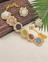 Rainbow Bloom Necklace - Statement Necklaces - Gold-Plated & Hypoallergenic Jewellery - Made in India - Dubai Jewellery - Dori