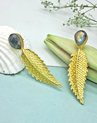 Labradorite Leaf Earrings- Handcrafted Jewellery from Dori