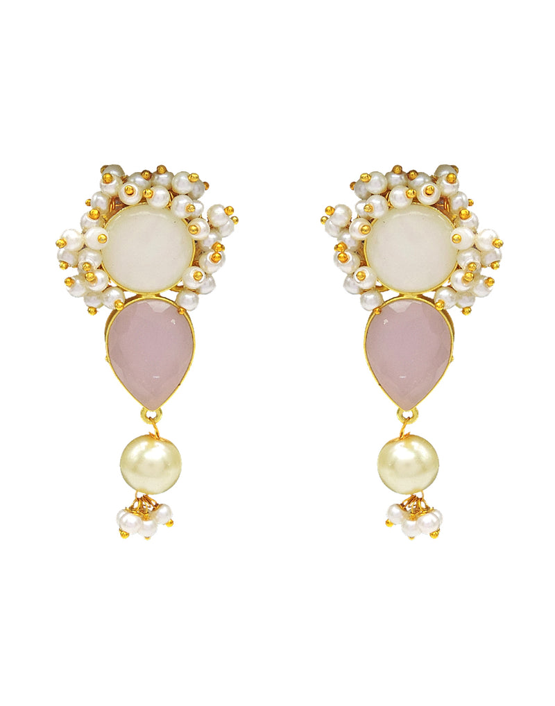 Deva Earrings | Blue & Pink - Statement Earrings - Gold-Plated & Hypoallergenic Jewellery - Made in India - Dubai Jewellery - Dori