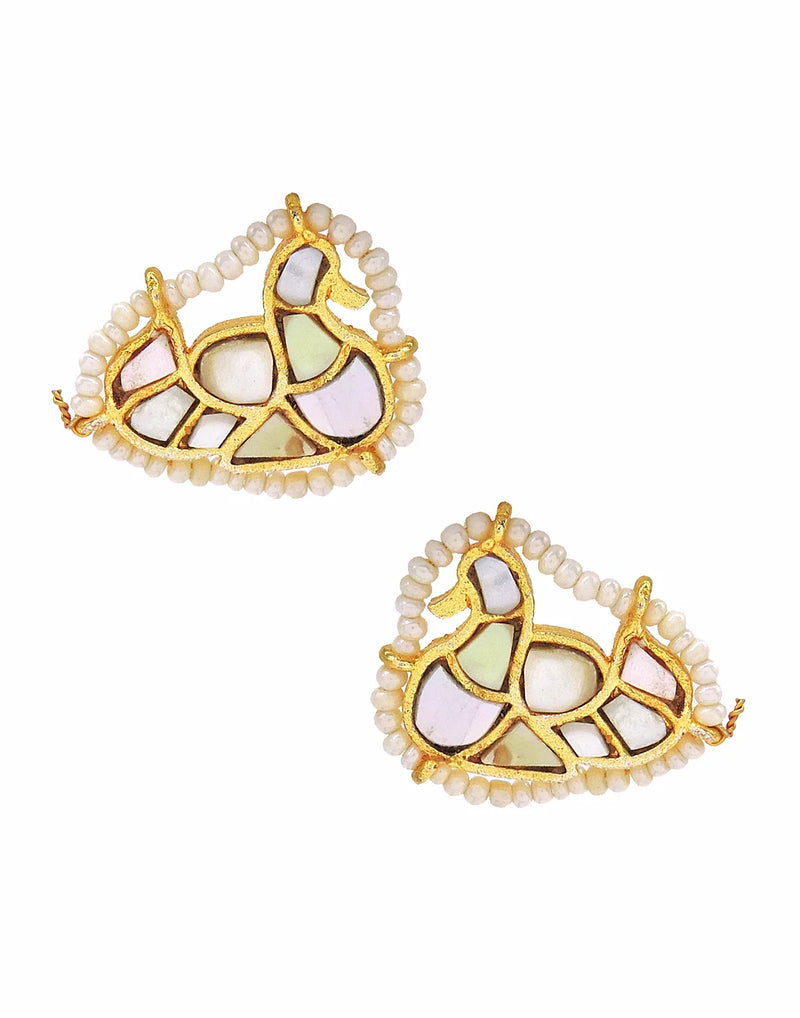 Pearl & Shell Irregular Cluster Earrings
