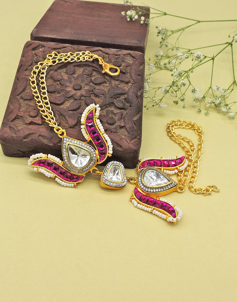 Crystal Trio Necklace - Statement Necklaces - Gold-Plated & Hypoallergenic Jewellery - Made in India - Dubai Jewellery - Dori