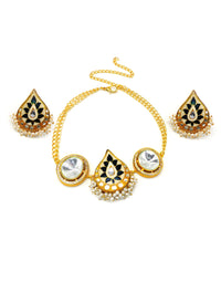 Teardrop Kundan Necklace - Statement Necklaces - Gold-Plated & Hypoallergenic Jewellery - Made in India - Dubai Jewellery - Dori