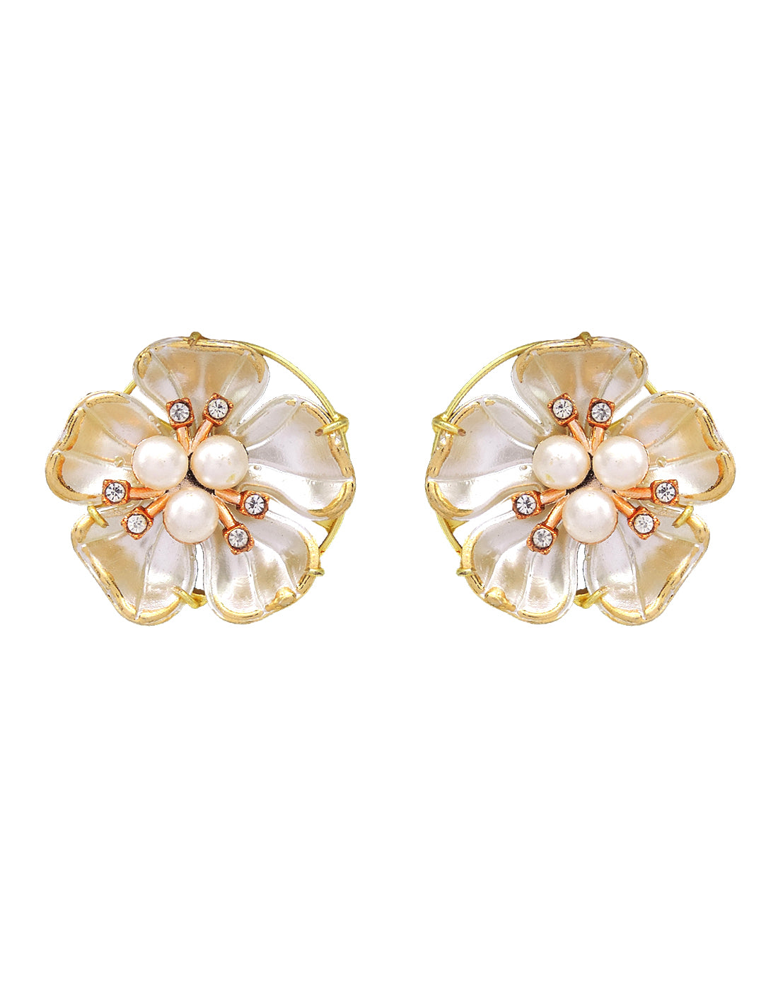 White Lily Earrings - Statement Earrings - Gold-Plated & Hypoallergenic Jewellery - Made in India - Dubai Jewellery - Dori