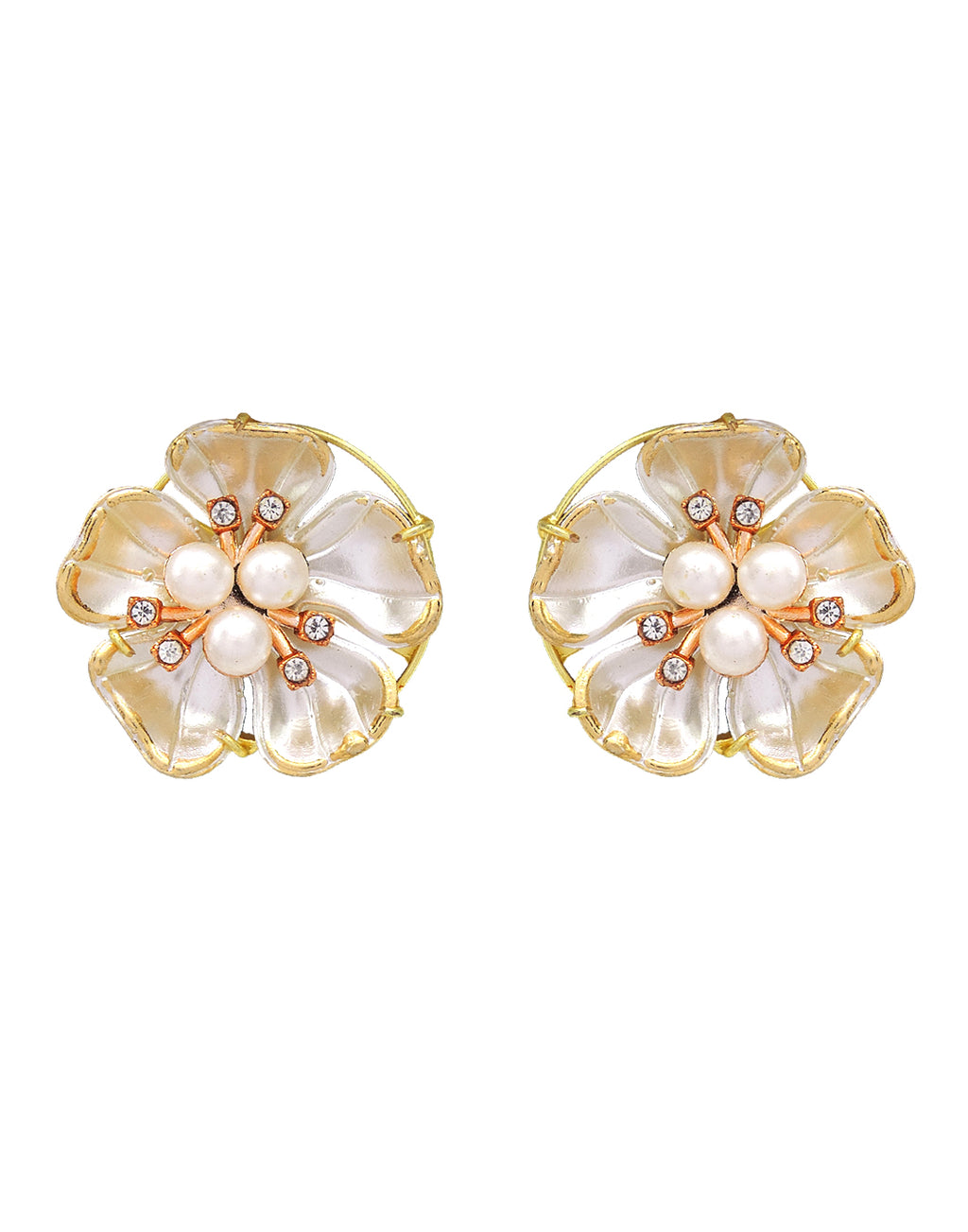 White Lily Earrings - Statement Earrings - Gold-Plated & Hypoallergenic Jewellery - Made in India - Dubai Jewellery - Dori