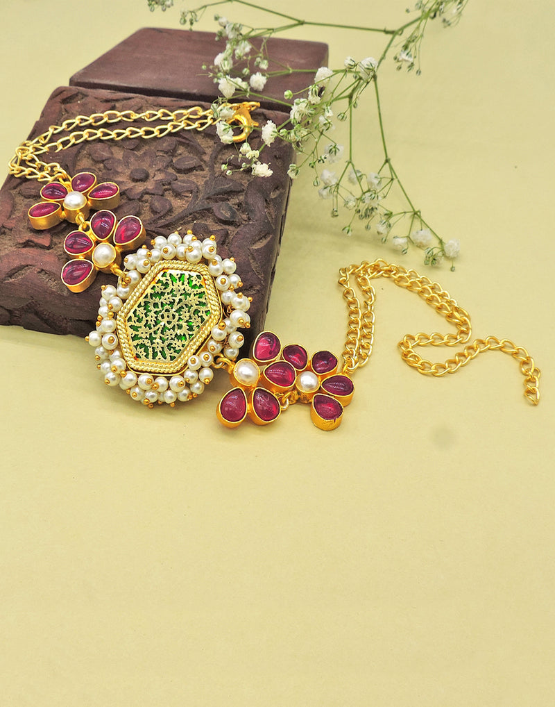 Heritage Flower Necklace - Statement Necklaces - Gold-Plated & Hypoallergenic Jewellery - Made in India - Dubai Jewellery - Dori