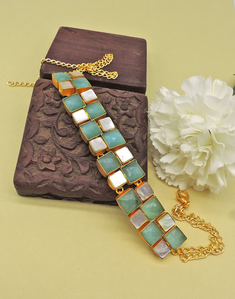 Square Row Choker - Statement Necklaces - Gold-Plated & Hypoallergenic Jewellery - Made in India - Dubai Jewellery - Dori