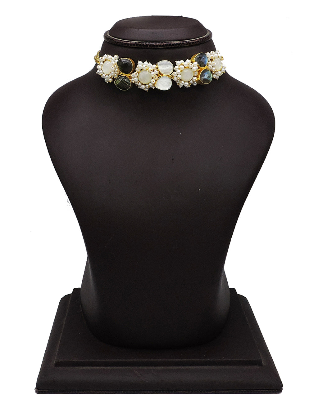 Jewelled Stone Choker - Statement Necklaces - Gold-Plated & Hypoallergenic Jewellery - Made in India - Dubai Jewellery - Dori