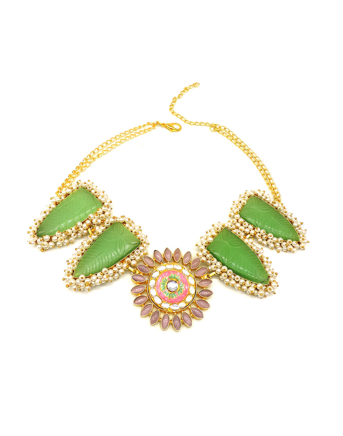 Sunflower Kundan Necklace - Statement Necklaces - Gold-Plated & Hypoallergenic Jewellery - Made in India - Dubai Jewellery - Dori