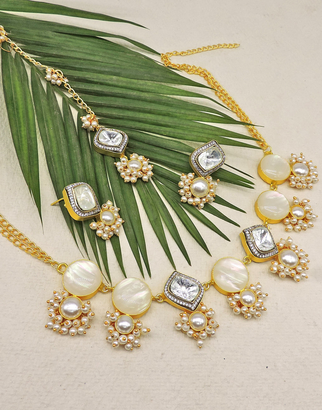 Crystal & Pearl Earrings - Statement Earrings - Gold-Plated & Hypoallergenic Jewellery - Made in India - Dubai Jewellery - Dori