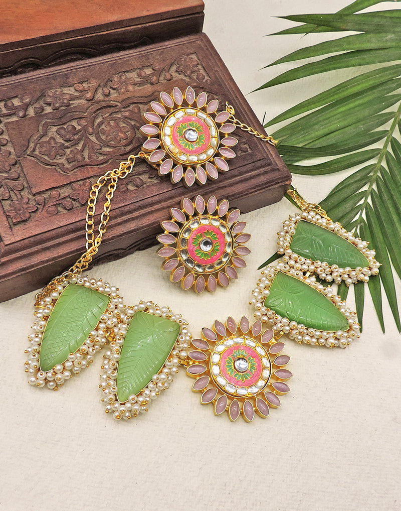Sunflower Kundan Necklace - Statement Necklaces - Gold-Plated & Hypoallergenic Jewellery - Made in India - Dubai Jewellery - Dori