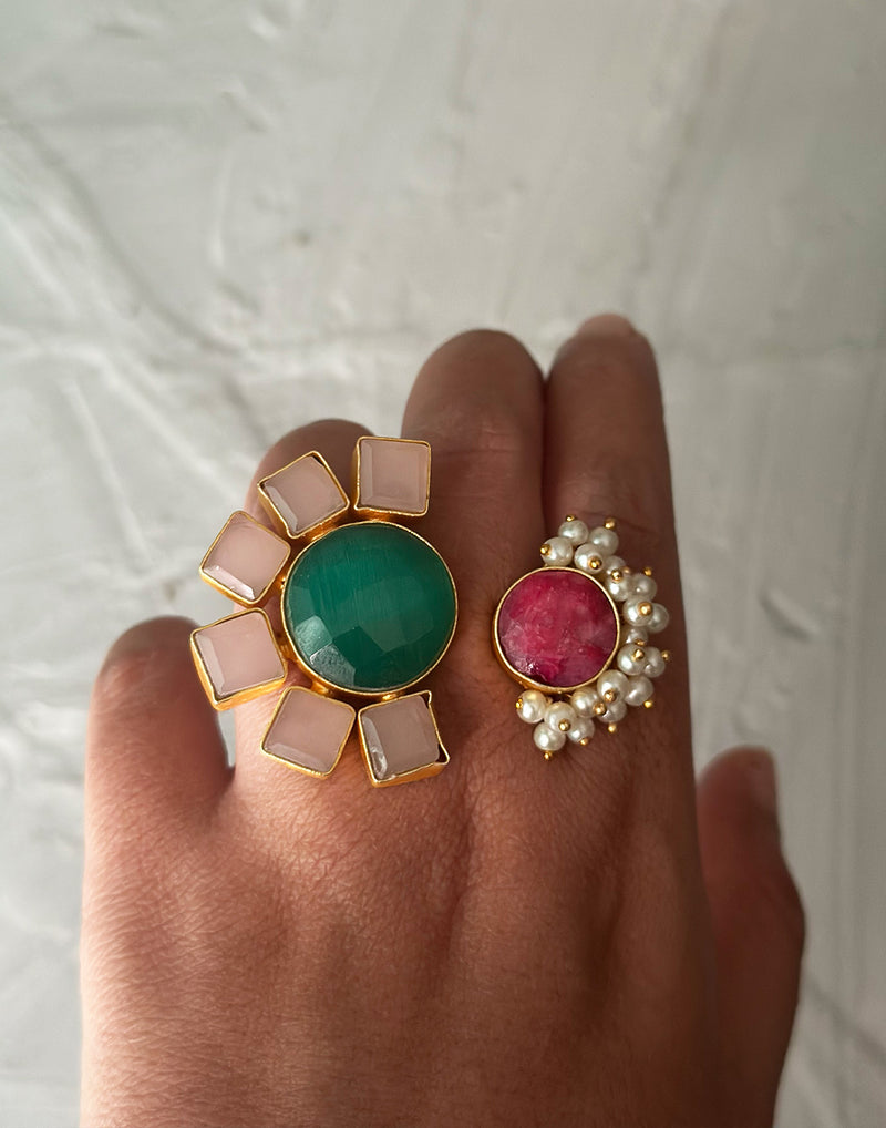 Twin Haathipada Flower Ring - Statement Bracelets & Cuffs - Gold-Plated & Hypoallergenic Jewellery - Made in India - Dubai Jewellery - Dori