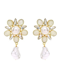 Pearl & Crystal Drop Earrings- Handcrafted Jewellery from Dori