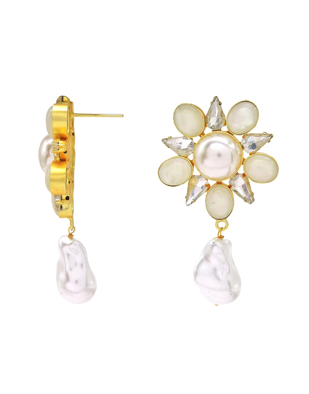 Pearl & Crystal Drop Earrings- Handcrafted Jewellery from Dori