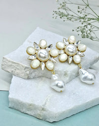 Pearl & Crystal Drop Earrings- Handcrafted Jewellery from Dori