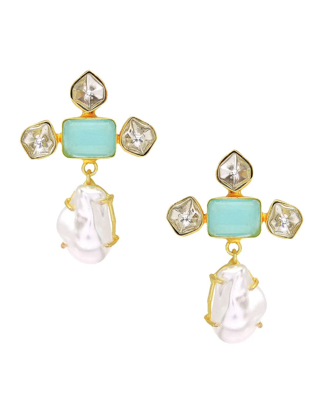 Pearl Polki Earrings- Handcrafted Jewellery from Dori