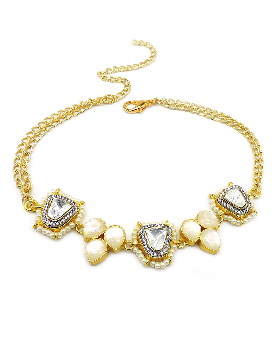 Crystal & Shell Necklace - Statement Necklaces - Gold-Plated & Hypoallergenic Jewellery - Made in India - Dubai Jewellery - Dori