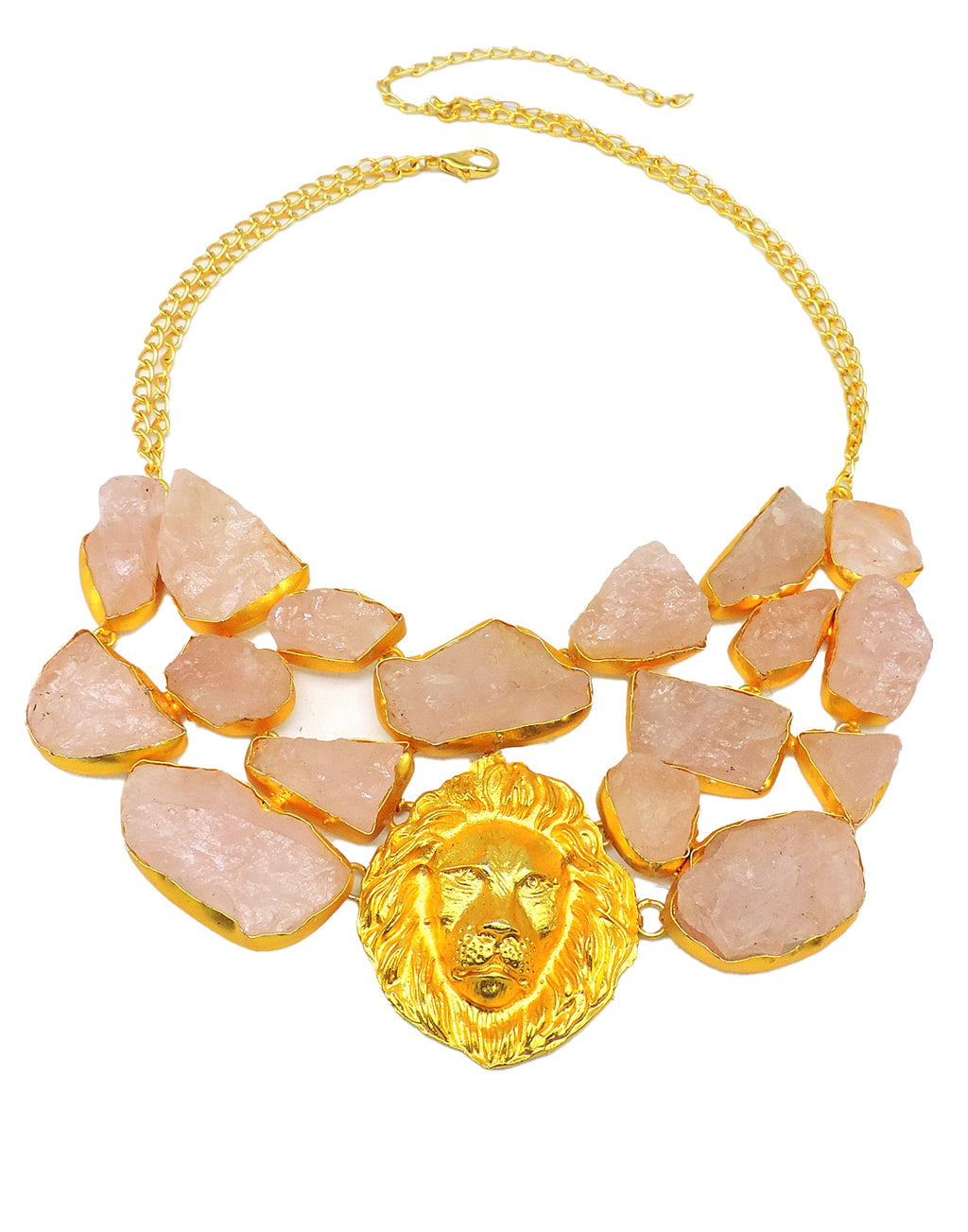 Lion & Rose Statement Necklace - Statement Necklaces - Gold-Plated & Hypoallergenic Jewellery - Made in India - Dubai Jewellery - Dori