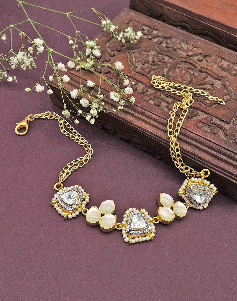 Crystal & Shell Necklace - Statement Necklaces - Gold-Plated & Hypoallergenic Jewellery - Made in India - Dubai Jewellery - Dori