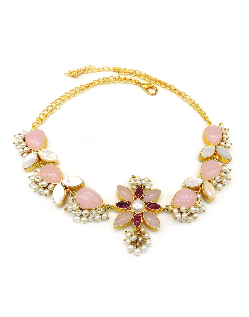 Rose & Red Haathi Necklace - Statement Necklaces - Gold-Plated & Hypoallergenic Jewellery - Made in India - Dubai Jewellery - Dori