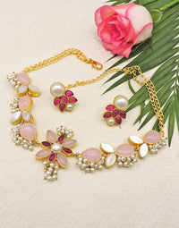 Rose & Red Haathi Necklace - Statement Necklaces - Gold-Plated & Hypoallergenic Jewellery - Made in India - Dubai Jewellery - Dori