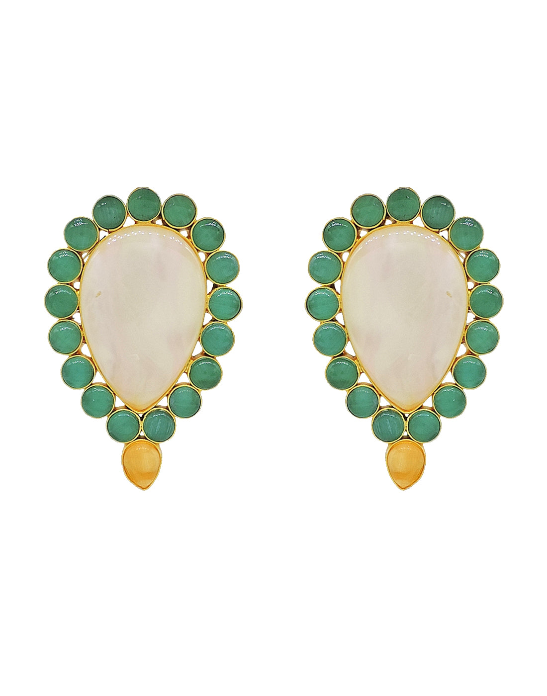 Inverted Drop Earrings | Jade, Blue, Orange & Sage - Statement Earrings - Gold-Plated & Hypoallergenic - Made in India - Dubai Jewellery - Dori