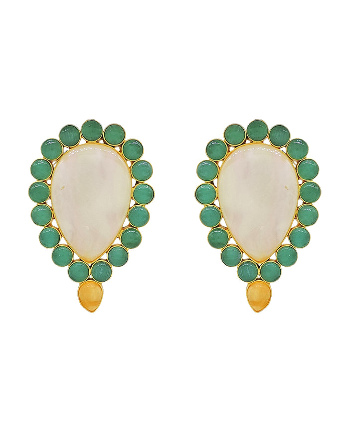 Inverted Drop Earrings | Jade, Blue, Orange & Sage - Statement Earrings - Gold-Plated & Hypoallergenic - Made in India - Dubai Jewellery - Dori